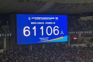 再破苏超纪录!苏超常规赛末轮,共有61106人在南京奥体现场观赛